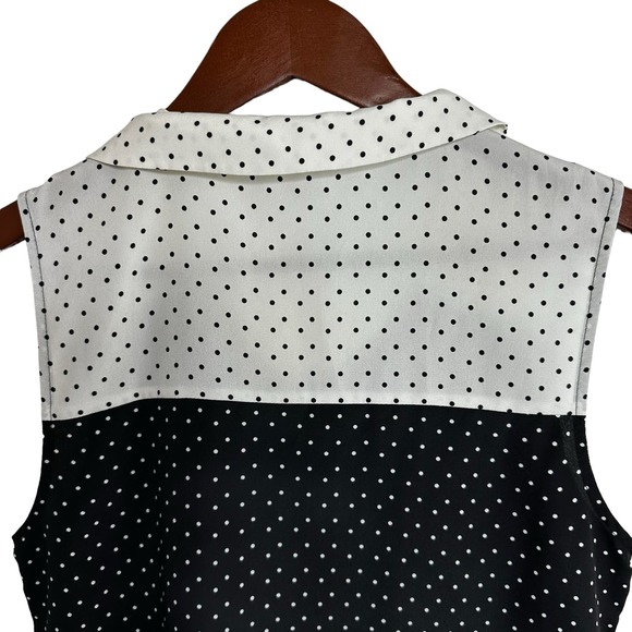 ModCloth Coquette Polka Dot Sleeveless Top Size Small Black White Bow Girly - Picture 7 of 13